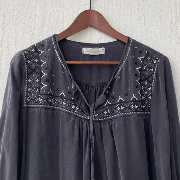 Dress 10 H&M L.O.G.G. black long sleeve boho Embroidery - Picture 2 of 6